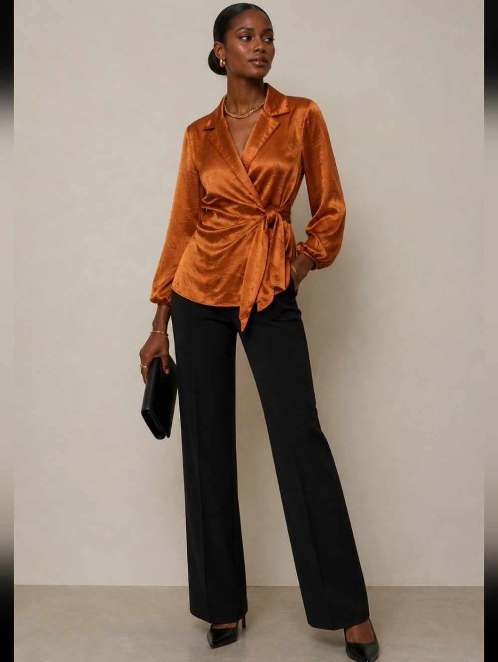 Saloni‎ Mari Silk-Satin Wrap Blouse
